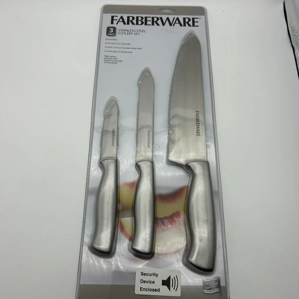 Farberware 3 Piece Stainless Steel Cutlery Set Chef Utility Paring Knives‎